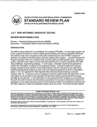 REVIEW  PLAN 1 tSTANDARD 3.9.7  RISK-INFORMED  INSERVICE  TESTING