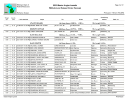 2011 Master Angler Awards 726 Catch and Release Entries Received