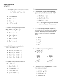 Algebra Practice EOC Spring 2016 Name:___________________________________