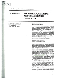 EOCAMBRIAN, CHAPTER 4 AND TRANSITION TO ORDOVICIAN