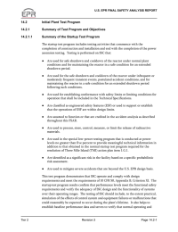 14.2 Initial Plant Test Program 14.2.1 Summary of Test Program and Objectives