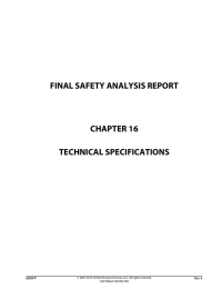 FINAL SAFETY ANALYSIS REPORT CHAPTER 16 TECHNICAL SPECIFICATIONS BBNPP