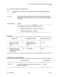 RCS Pressure, Temperature, and Flow DNB Limits 3.4.1