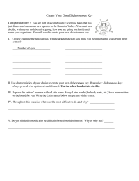 Create Your Own Dichotomous Key Congratulations!!!