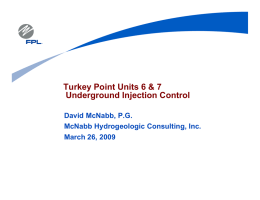 Turkey Point Units 6 &amp; 7 Underground Injection Control David McNabb, P.G.