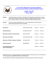 U.S. Nuclear Regulatory Commission Meeting