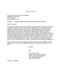 February 18, 2016 Larry Friedman, Quality Assurance Manager Electroswitch Corporation