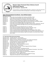 Western Upper Peninsula Citizen Advisory Council DNR Division Reports
