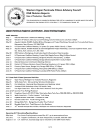 Western Upper Peninsula Citizen Advisory Council DNR Division Reports