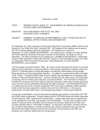 November 2, 2005 TOPIC: GENERIC SAFETY ISSUE 191, “ASSESSMENT OF DEBRIS ACCUMULATION