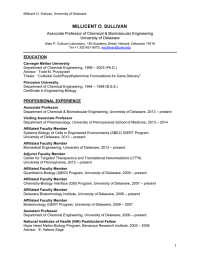 MILLICENT O. SULLIVAN Associate Professor of Chemical &amp; Biomolecular Engineering