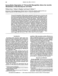 Intracellular  Expression Metabolism Saccharomyces cerevisiae Vitreoscilla