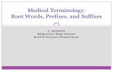 Medical Terminology: Root Words, Prefixes, and Suffixes