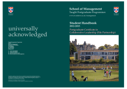 universally acknowledged School of Management Student Handbook