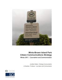 Minto-Brown Island Park Citizen Communications Strategy Winter 2011 Journalism and Communication