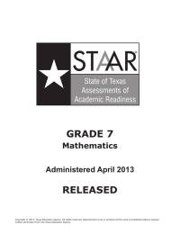 GRADE 7 RELEASED Mathematics Administered April 2013