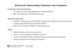 Research Internship Schemes for Summer