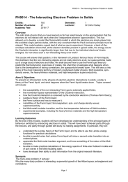 PH5014 - The Interacting Electron Problem in Solids