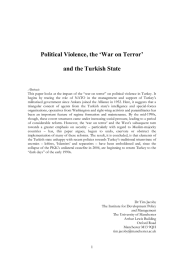 Political Violence, the &lsquo;War on Terror&rsquo; and the Turkish State
