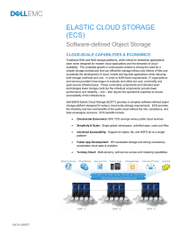 ELASTIC CLOUD STORAGE (ECS) Software-defined Object Storage CLOUD-SCALE CAPABILITIES &amp; ECONOMICS