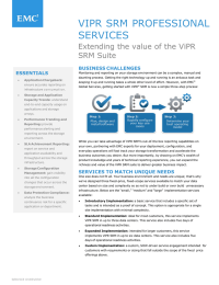 VIPR SRM PROFESSIONAL SERVICES  Extending the value of the ViPR