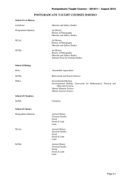 POSTGRADUATE TAUGHT COURSES 2010/2011