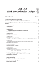 2015 - 2016 1000 &amp; 2000 Level Module Catalogue Table of Contents Section