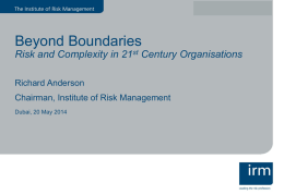 Beyond Boundaries Risk and Complexity in 21 Century Organisations Richard Anderson