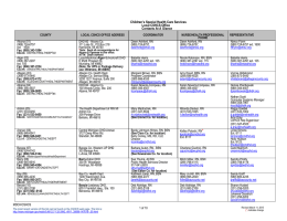 Children’s Special Health Care Services  Local CSHCS Office Contacts At A Glance