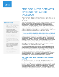 EMC DOCUMENT SCIENCES XPRESSO FOR ADOBE INDESIGN Powerful design features and ease