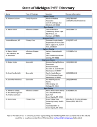 State of Michigan PrEP Directory