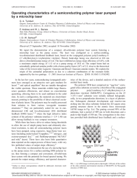 Operating characteristics of a semiconducting polymer laser pumped G. A. Turnbull