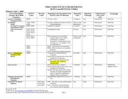 PIHP/CMHSP ENCOUNTER REPORTING HCPCS and REVENUE CODES Effective July 1, 2009