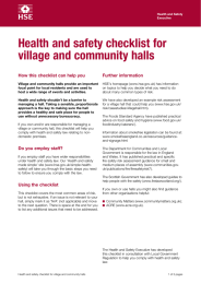 Health and safety checklist for village and community halls Further information