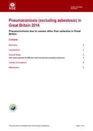 Pneumoconiosis (excluding asbestosis) in Great Britain 2014  Contents