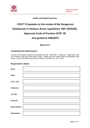 CD277 Substances in Harbour Areas regulations 1987 (DSHAR), and guidance HSE(R27)