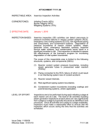 INSPECTABLE AREA:  Inservice Inspection Activities CORNERSTONES: Initiating Events (45%)