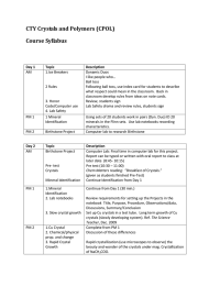 CTY Crystals and Polymers (CPOL) Course Syllabus