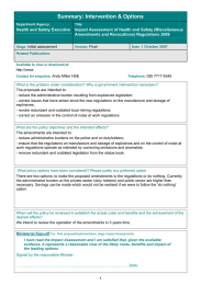 Summary: Intervention &amp; Options