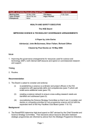 Health and Safety Executive Board Paper HSE/05/033  HEALTH AND SAFETY EXECUTIVE