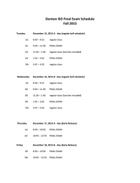 Denton ISD Final Exam Schedule Fall 2015