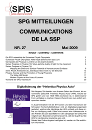 SPG MITTEILUNGEN COMMUNICATIONS DE LA SSP NR. 27