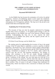 THE AMERICAN INVASION OF IRAQ: CAUSES AND CONSEQUENCES Raymond HINNEBUSCH*