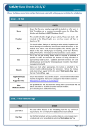 Activity Data Checks 2016/17