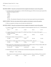 AP Chemistry: Practice Test, Ch. 5. - Gases Name___________________________________