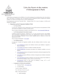 Liste des foyers et des centres d’hébergement à Paris