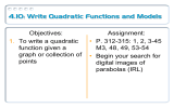 4.10: Write Quadratic Functions and Models