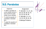 9.2: Parabolas Assignment: P. 623-625: 1-4, 21, 22,