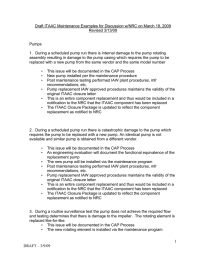 Draft ITAAC Maintenance Examples for Discussion w/NRC on March 18,... Revised 3/13/09  Pumps