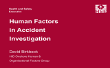 Human Factors in Accident Investigation David Birkbeck